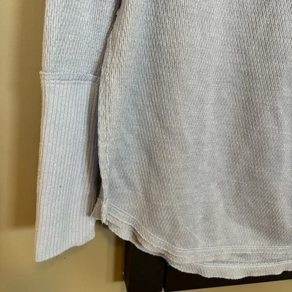 We The Free Free People Blue Ribbed Long Sleeve Top Size Small - Picture 2 of 7